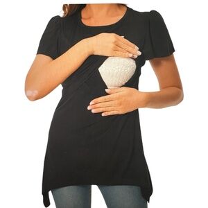 DDLUYY Women’s Nursing Top Ruffle Short Sleeve Scoop Neck Nursing Shirt Black
